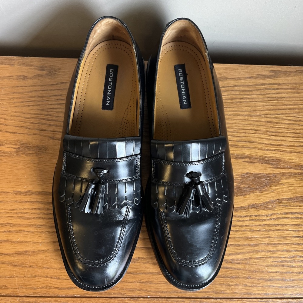 Bostonian Black Tassel Loafers Shoes Men's Size 9.5M 25190